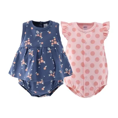 The Peanutshell Baby Girls Sleeveless Floral 2-pc. Romper