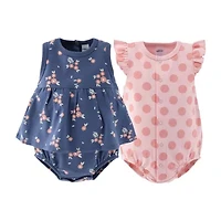 The Peanutshell Baby Girls Sleeveless Floral 2-pc. Romper