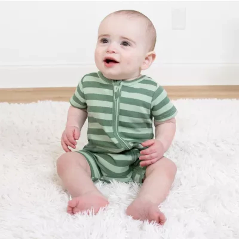 The Peanutshell Baby Boys Short Sleeve Striped 2-pc. Romper