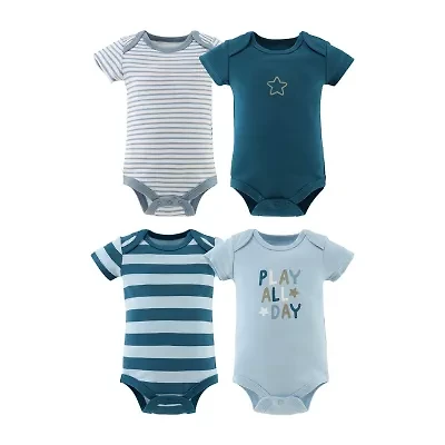 The Peanutshell Baby Boys Round Neck Short Sleeve 4-pc. Bodysuit