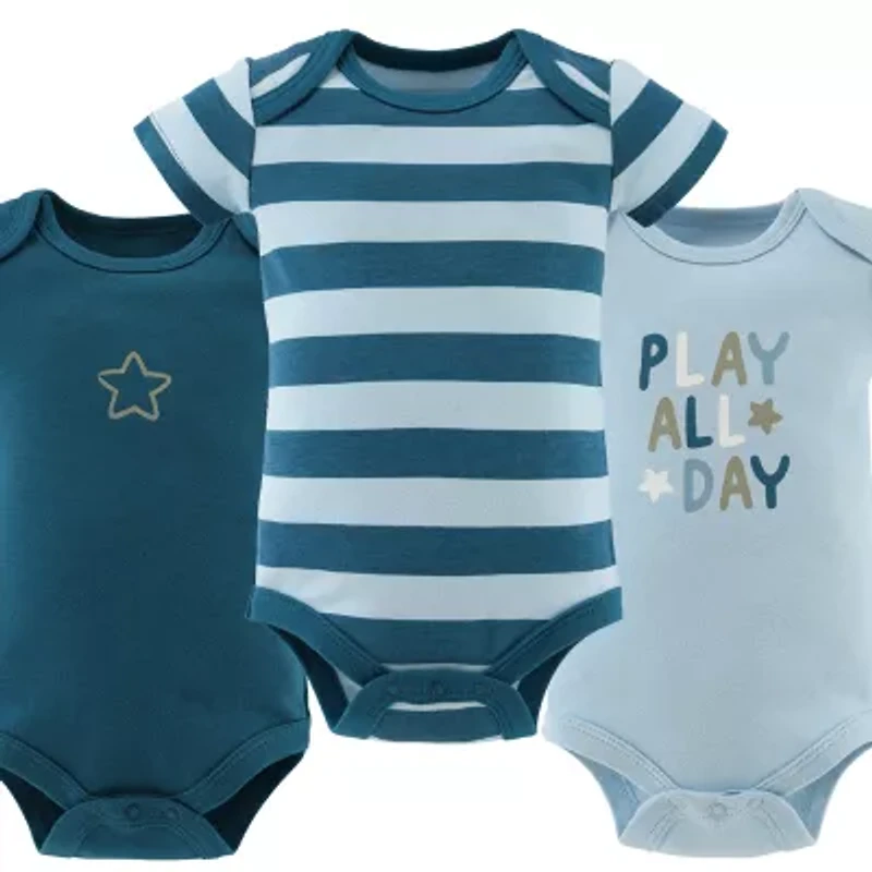 The Peanutshell Baby Boys Round Neck Short Sleeve 4-pc. Bodysuit