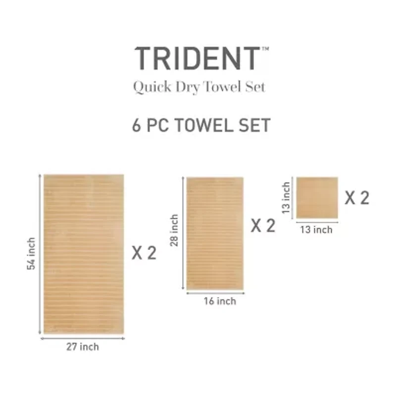 Trident Quick Dry 100% Cotton Soft And Absorbent 6-pc. Bath Towel Set