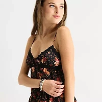 Arizona Womens Sleeveless Juniors Floral Babydoll Dress