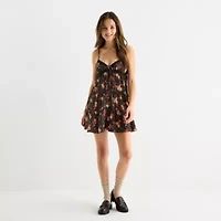 Arizona Womens Sleeveless Juniors Floral Babydoll Dress