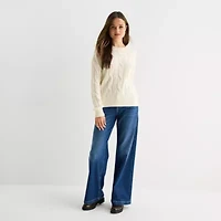 Arizona Juniors Womens Crew Neck Long Sleeve Pullover Sweater