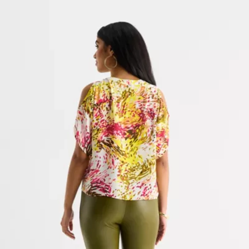 Bold Elements Womens V Neck Short Sleeve Blouse