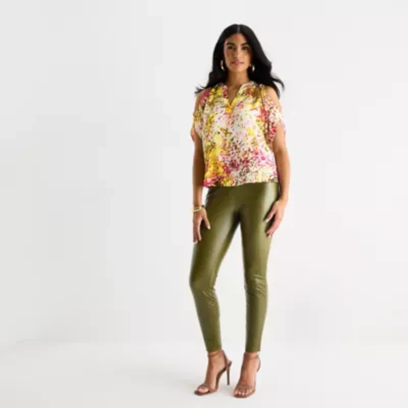 Bold Elements Womens V Neck Short Sleeve Blouse