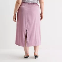 Liz Claiborne Womens Plus Mid Rise Midi A-Line Skirt