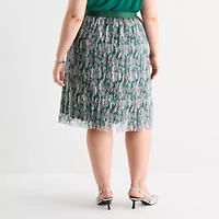 Liz Claiborne Womens Plus Mid Rise Midi A-Line Skirt
