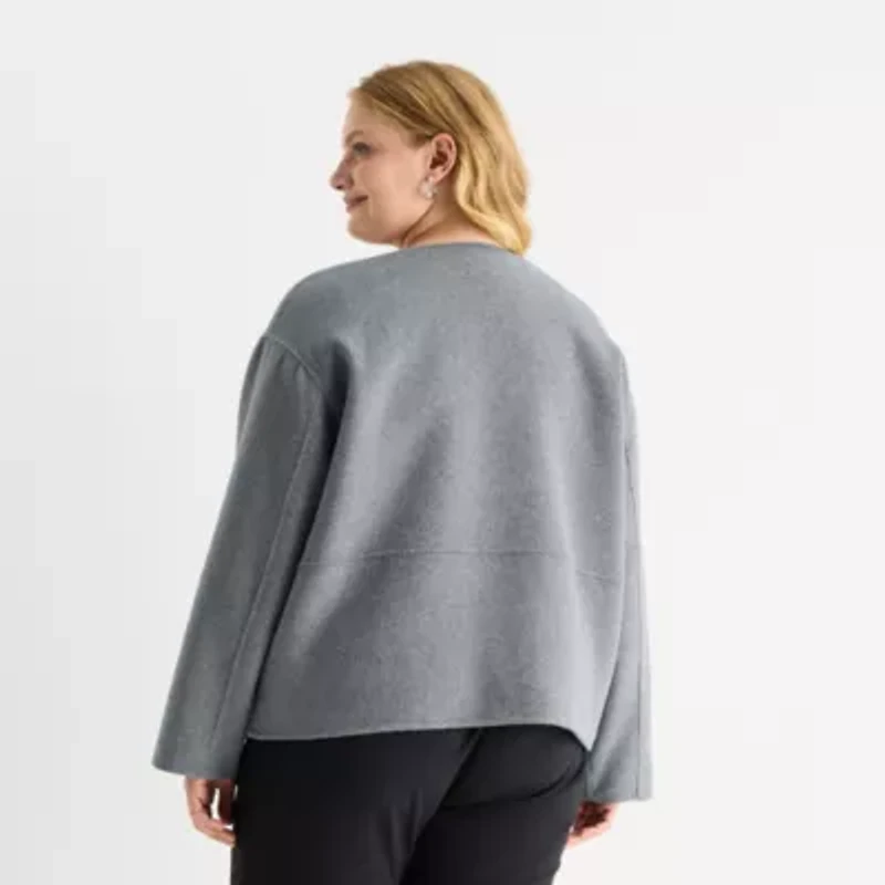 Liz Claiborne Womens Plus Midweight Cropped Jacket