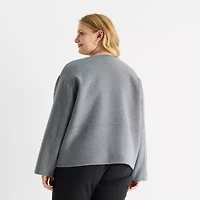 Liz Claiborne Womens Plus Midweight Cropped Jacket