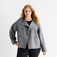 Liz Claiborne Womens Plus Midweight Cropped Jacket