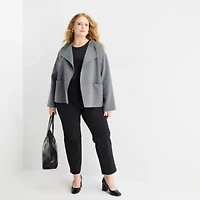 Liz Claiborne Womens Plus Midweight Cropped Jacket