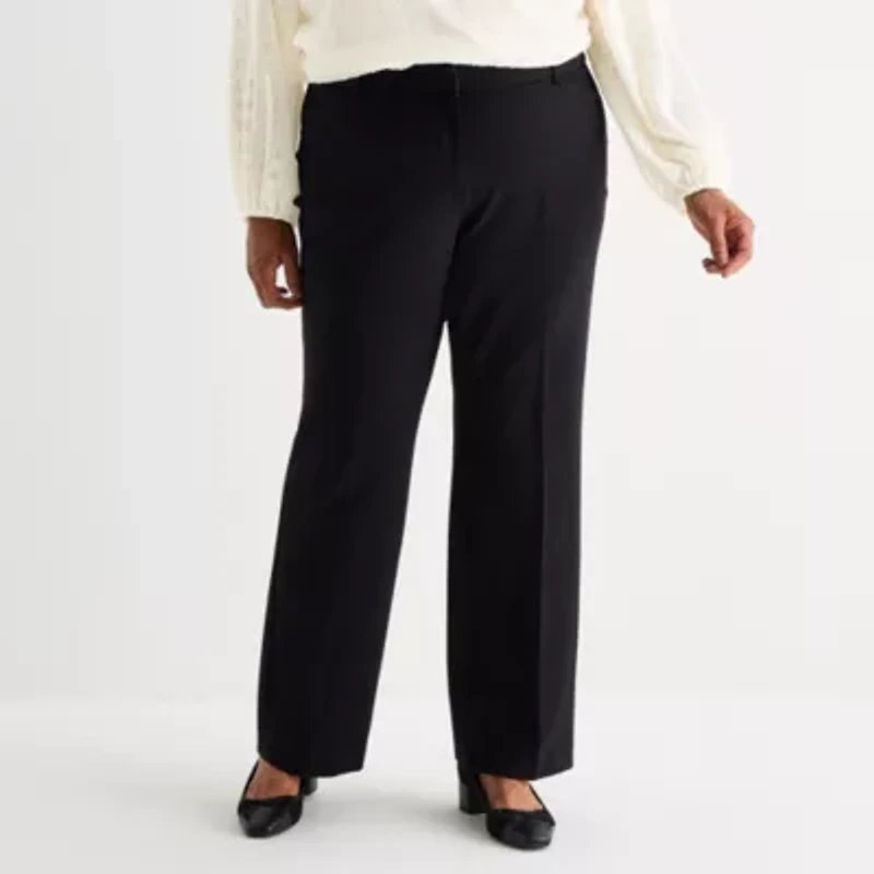 Liz Claiborne Emma Ponte Womens Plus Flare Mid Rise Pull-On Pant