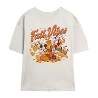 Womens Juniors Crew Neck Short Sleeve Classic Fit Mickey and Friends Graphic T-Shirt