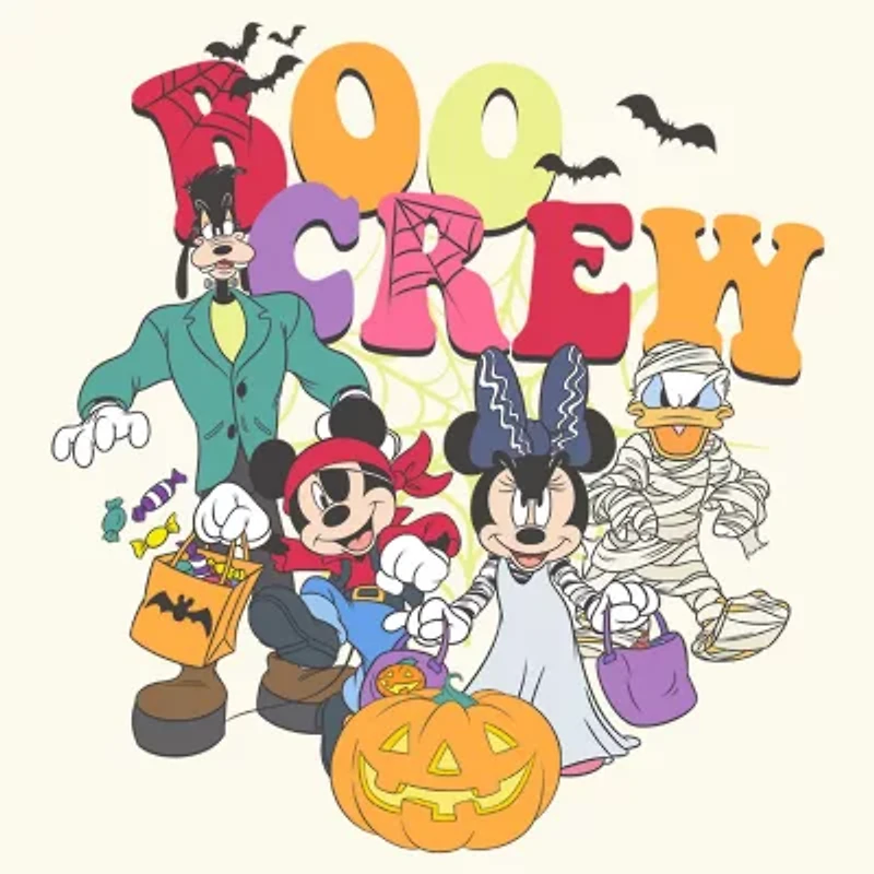 Womens Juniors Crew Neck Short Sleeve Classic Fit Mickey and Friends Graphic T-Shirt