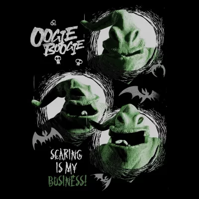 Oogie Boogie Womens Juniors Crew Neck Short Sleeve Oversized Nightmare Before Christmas Graphic T-Shirt