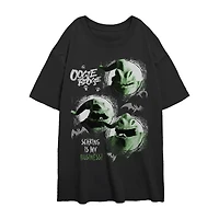 Oogie Boogie Womens Juniors Crew Neck Short Sleeve Oversized Nightmare Before Christmas Graphic T-Shirt