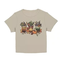 Disney Villians Fall Drinks Baby Tee Womens Juniors Crew Neck Short Sleeve Classic Fit Graphic T-Shirt