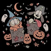 Garfield And Odie Halloween Womens Juniors Crew Neck Short Sleeve Classic Fit Graphic T-Shirt