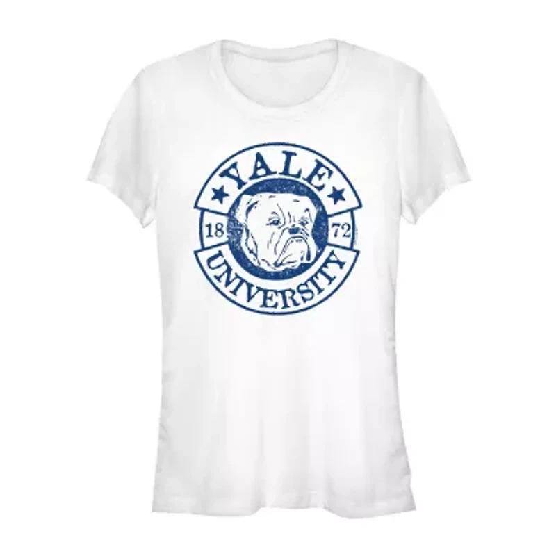 Yale University Tee Womens Juniors Crew Neck Short Sleeve Classic Fit Graphic T-Shirt