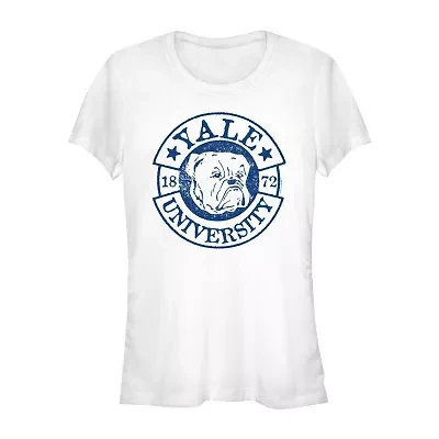 Yale University Tee Womens Juniors Crew Neck Short Sleeve Classic Fit Graphic T-Shirt