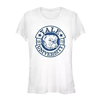Yale University Tee Womens Juniors Crew Neck Short Sleeve Classic Fit Graphic T-Shirt