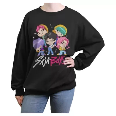 Kpop Demon Hunters Saja Boys Womens Juniors Crew Neck Short Sleeve Sweatshirt
