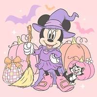 Disney Witch Womens Juniors Crew Neck Short Sleeve Classic Fit Minnie Mouse Graphic T-Shirt