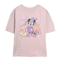 Disney Witch Womens Juniors Crew Neck Short Sleeve Classic Fit Minnie Mouse Graphic T-Shirt