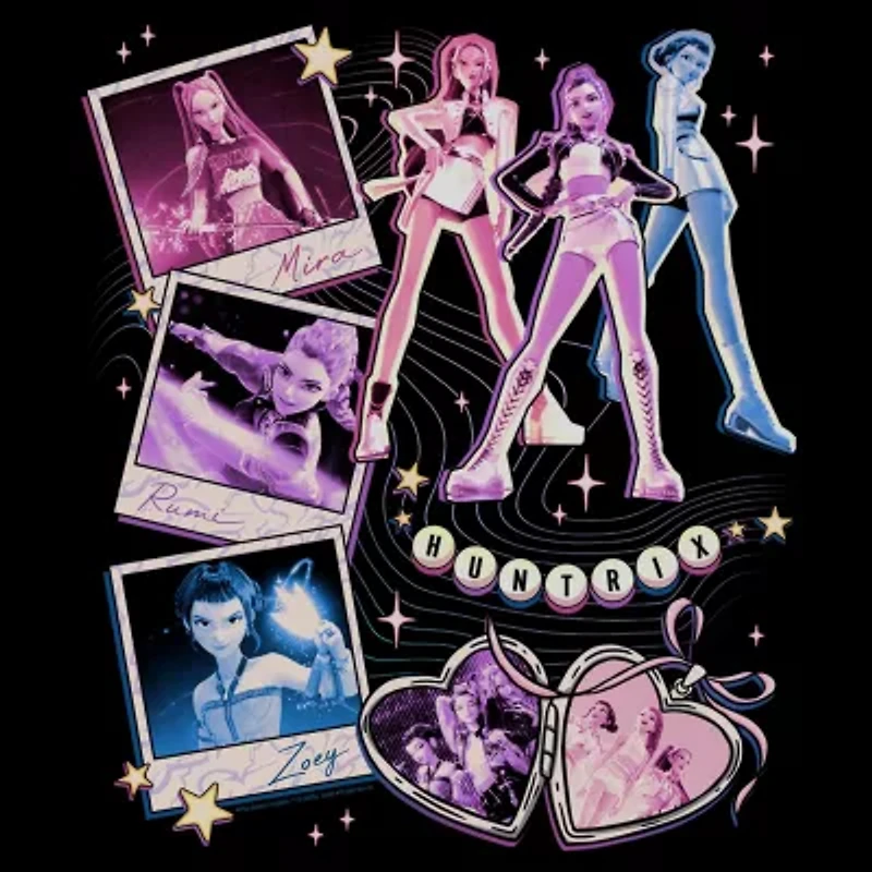 Kpop Demon Hunters Charm Oversized Tee Womens Juniors Crew Neck Short Sleeve Graphic T-Shirt