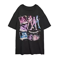 Kpop Demon Hunters Charm Oversized Tee Womens Juniors Crew Neck Short Sleeve Graphic T-Shirt