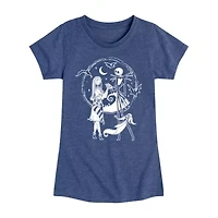 Disney Collection Girls Round Neck Short Sleeve Nightmare Before Christmas Graphic T-Shirt