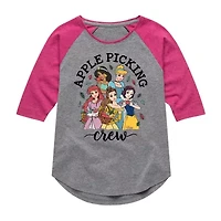 Disney Collection Girls Round Neck 3/4 Sleeve Princess Graphic T-Shirt