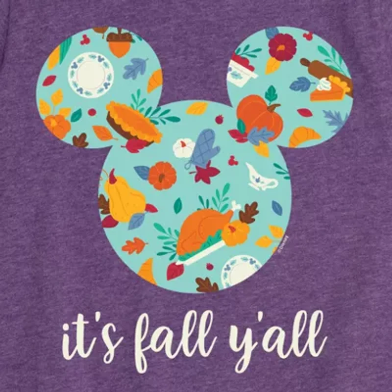 Disney Collection Girls Crew Neck Short Sleeve Minnie Mouse Graphic T-Shirt