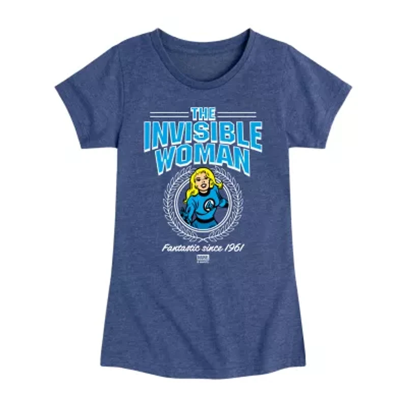 Disney Collection Girls Crew Neck Short Sleeve Marvel Graphic T-Shirt