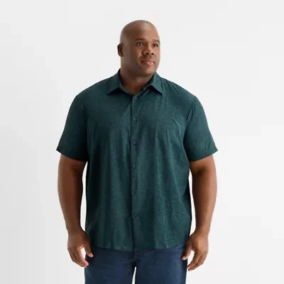 Shaquille O'Neal XLG™ Mens Short Sleeve Classic Fit Big and Tall Button-Down Shirt