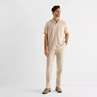 J. Ferrar Stripe Mens Short Sleeve Camp Shirt