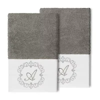 Linum Home Textiles Monica Silver 2-pc. Embellished Hand Towel