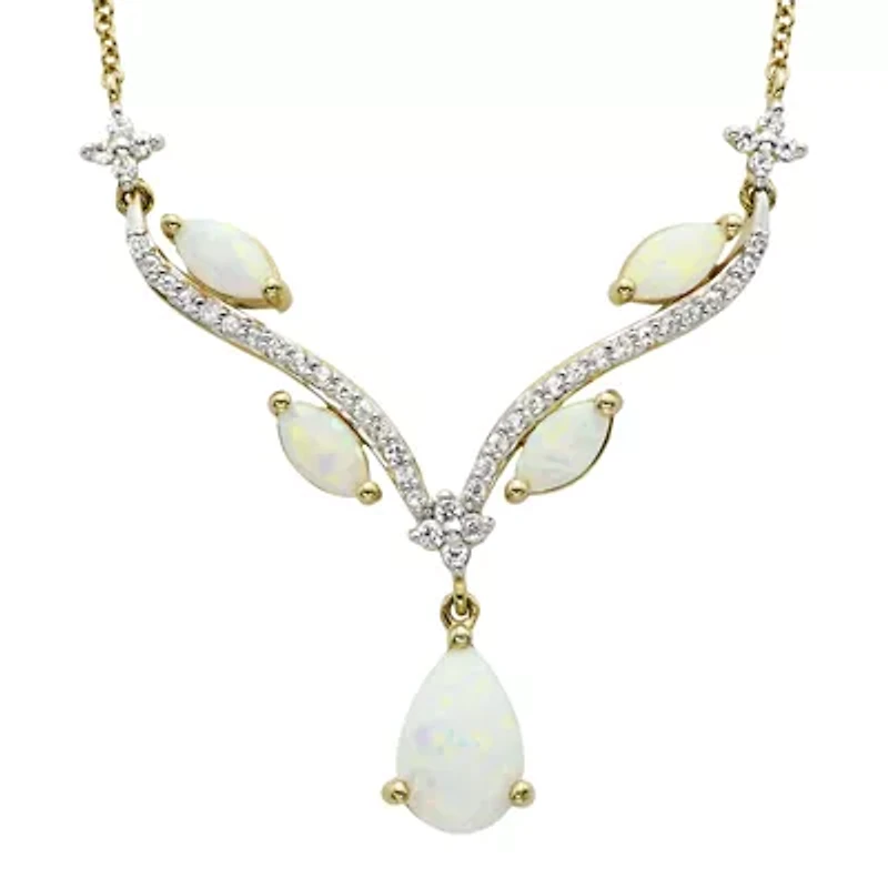 Lab-Created Opal & White Sapphire Necklace