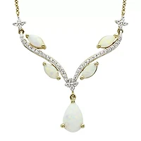 Lab-Created Opal & White Sapphire Necklace