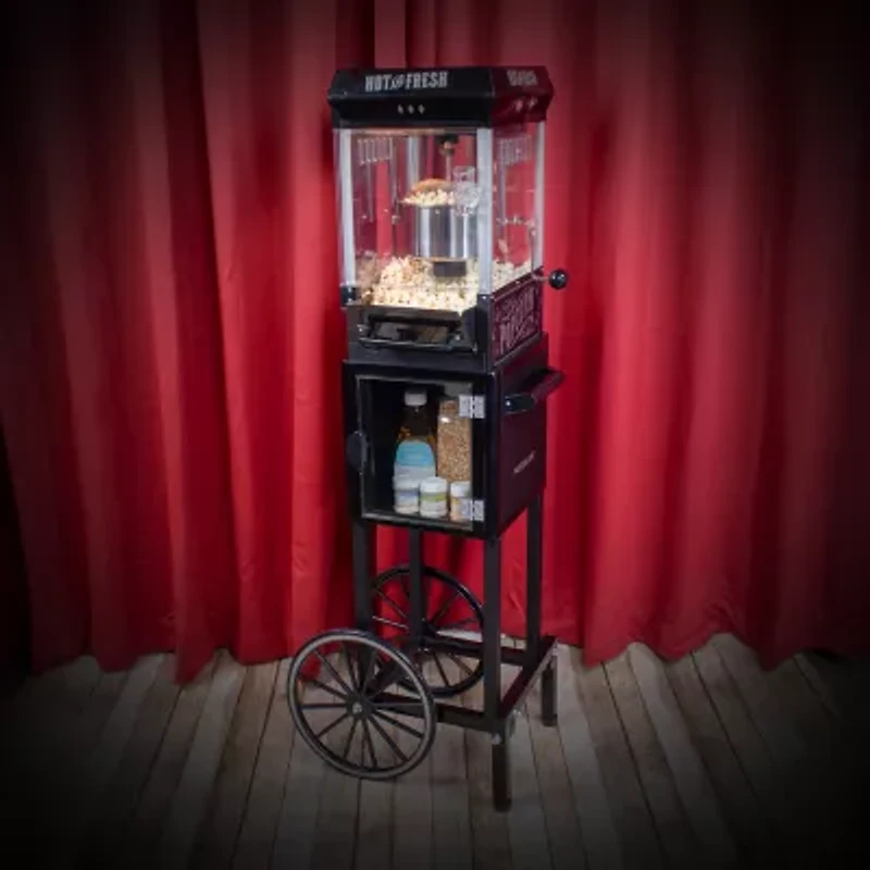 Nostalgia™ KPM200CTBK 2.5 Ounce Popcorn Cart with 5-Quart Popcorn Bowl