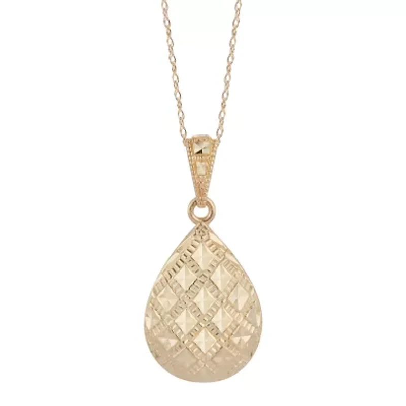 Womens 14K Gold Pear 18 Inch Pendant Necklace