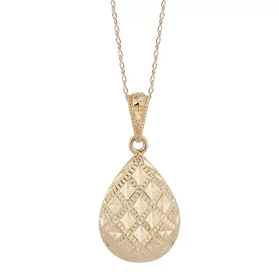 Womens 14K Gold Pear 18 Inch Pendant Necklace