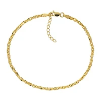 Made in Italy Unisex Adult 24K Gold Over Silver 9 Inch Semisolid Singapore Chain Bracelet