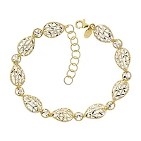 Made in Italy Womens 24K Gold Over Silver Semisolid 7 Inch Link Bracelet