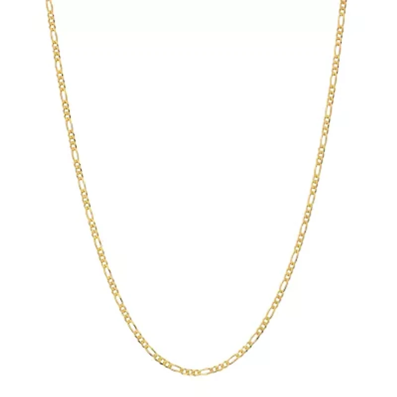 Made in Italy Womens 24K Gold Over Silver Inch Figaro Chain Necklace