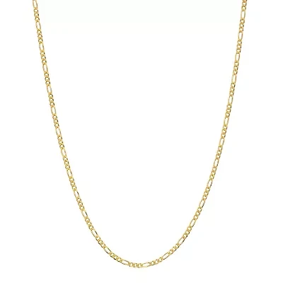 Made in Italy Womens 24K Gold Over Silver Inch Figaro Chain Necklace