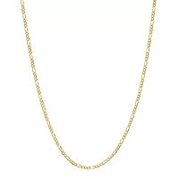Made in Italy Womens 24K Gold Over Silver Inch Figaro Chain Necklace