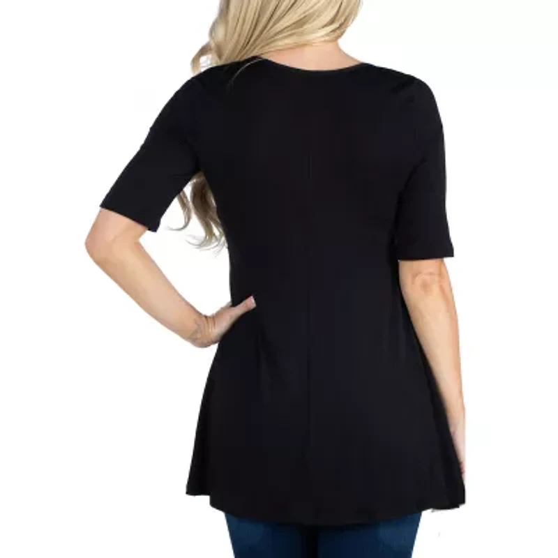 24/7 Comfort Apparel Short Sleeve Swing Tunic Top